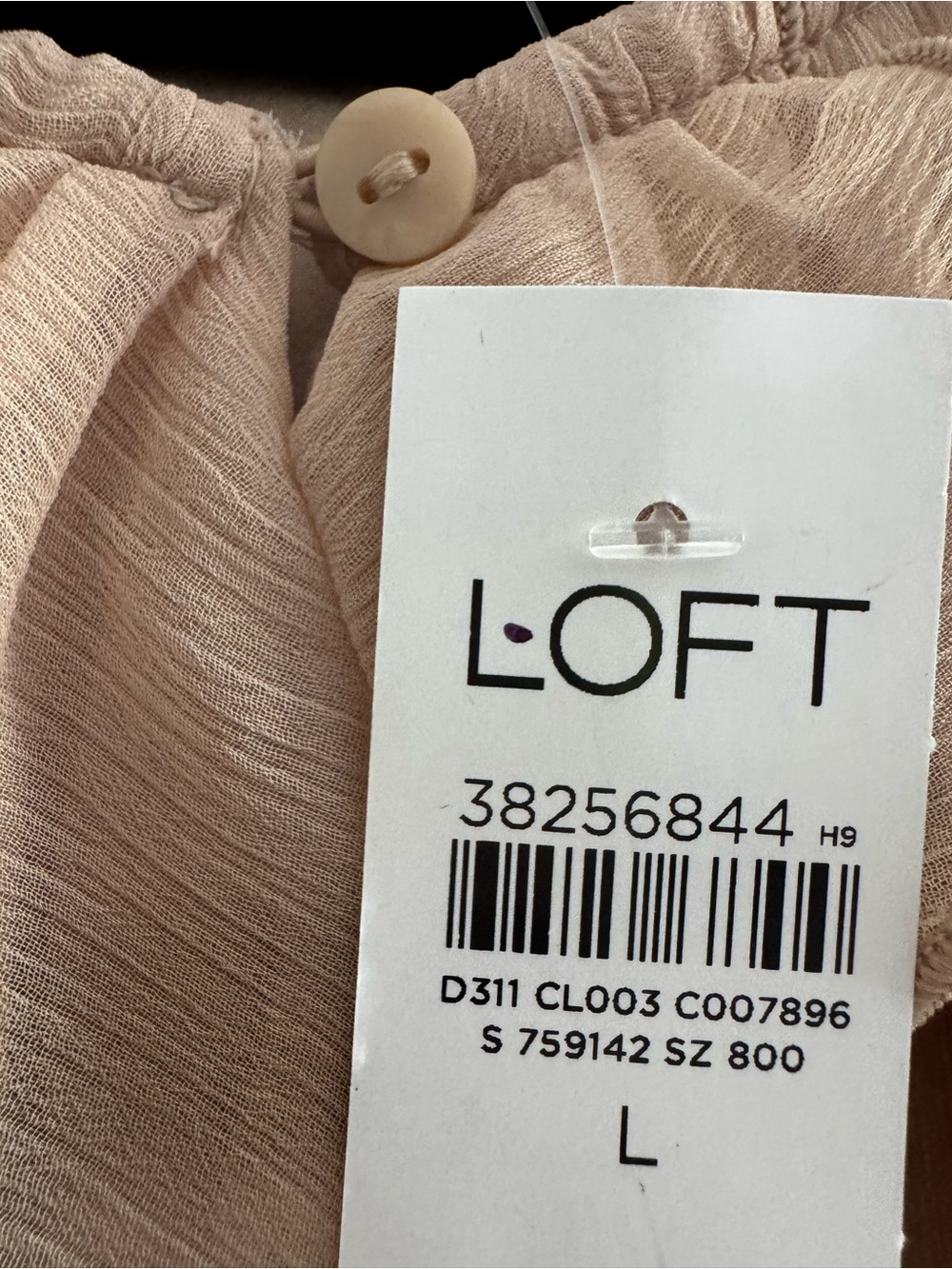 LOFT NWT Blush Ruffle Sheer Tie Neck Blouse Large Romantic Feminine Cottagecore - Picture 3 of 11